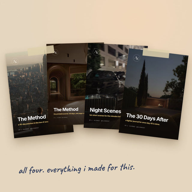The four covers in The Method, complete: The Method, the printable journal, Night Scenes and The 30 Days After.